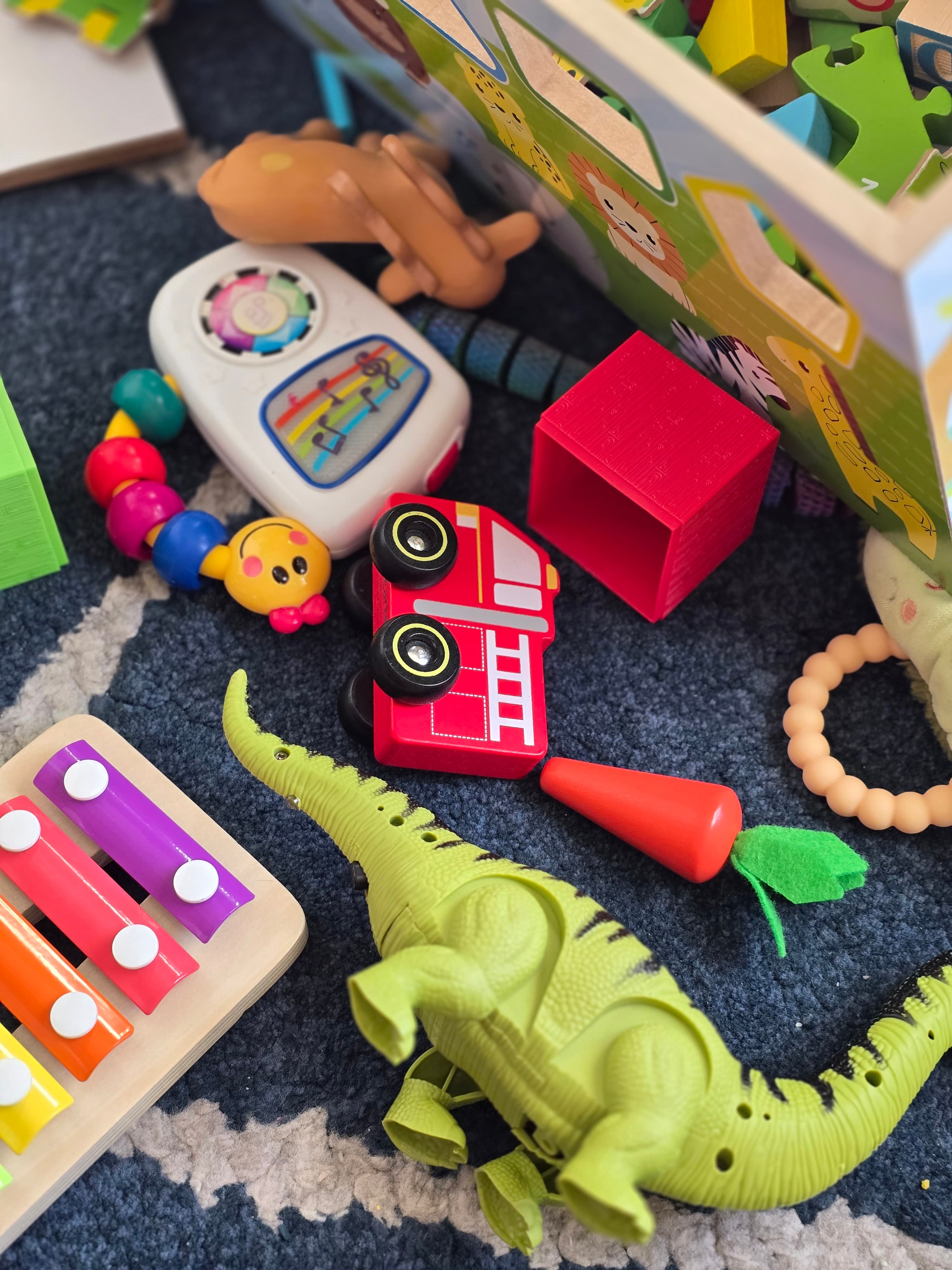 Wooden blocks, instruments, and learning toys in the classroom